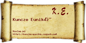 Kuncze Euniké névjegykártya